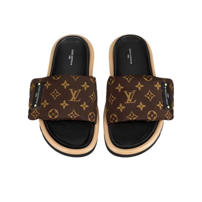 Louis Vuitton LV Pool Pillow Fabric Flat Slide Sandals (Perfect Replica) - Image 3