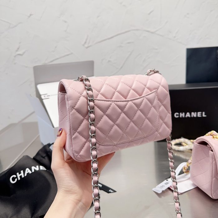 Chanel Classic Pink Flag Bag Small 20cm- (Perfect Replica) - Image 5