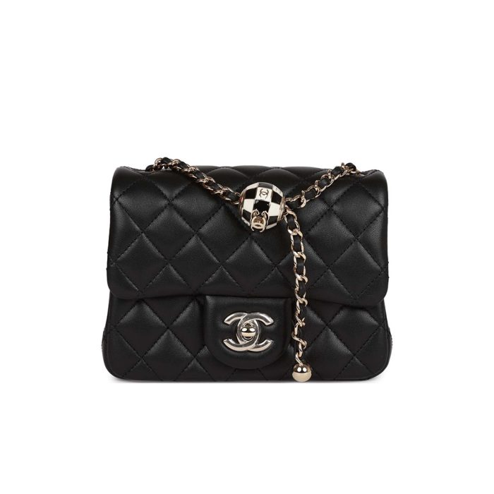 Chanel Quilted Enamel CC Pearl Crush Mini Flap Black(Perfect Replica) - Image 2