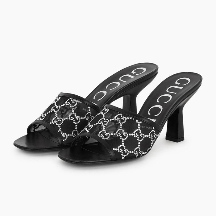 Gucci Mesh High heel Sandals Slide Sandal (Perfect Replica) - Image 2