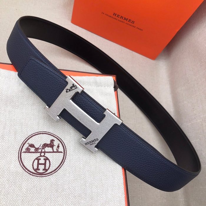 Hermes H Belt Buckle & Reversible Blue For Women, Women Belt 380MM