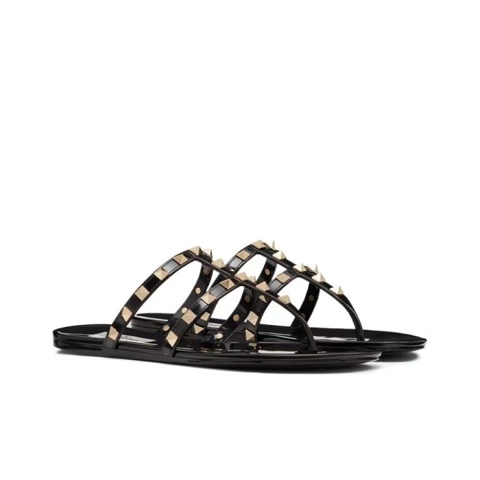 Valentino Rockstud Rubber Flat Flip Flops Slide Sandal(Perfect Replica) - Image 2