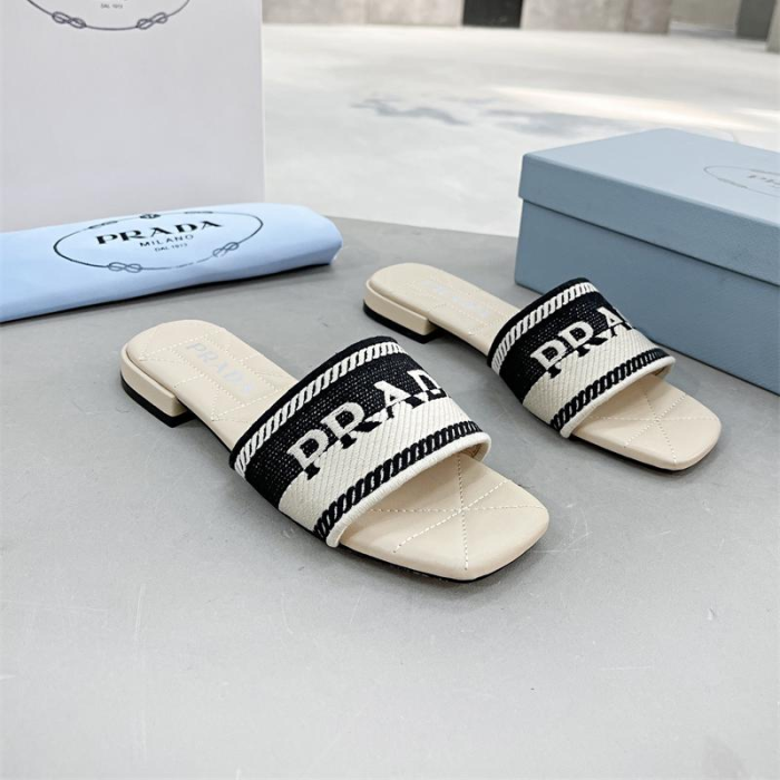 Prada Logo EmbroideryFashion Sandals Slide Sandal (Perfect Replica) - Image 7