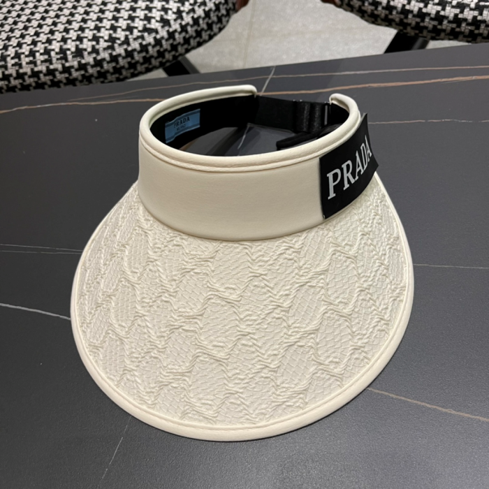 Prada Small Fragrant Wind Shade UV Protection Empty Top Hat Sunhat (Perfect Replica) - Image 3