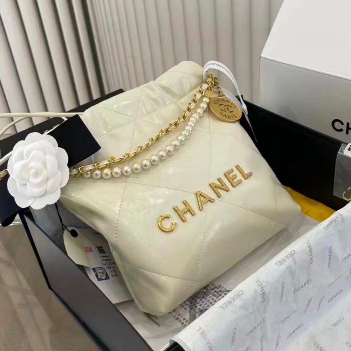 CHANEL Mini 23S Shiny Calfskin with Pearl Handbag AS3980(Perfect Replica) - Image 9