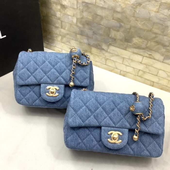 Chanel Classic Flag Bag Quilted Denim 20CM(Perfect Replica)