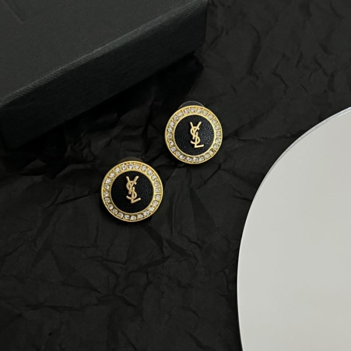 Saint Laurent YSL Diamond-Encrusted Earrings