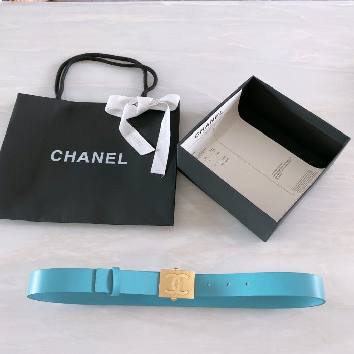 Chanel Belt With Ribbon Buckle Blue Women Belt 30MM - Image 4