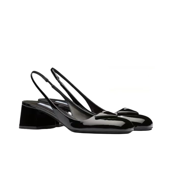 Prada Patent Leather Chunky Heel Slide Sandal (Perfect Replica) - Image 2