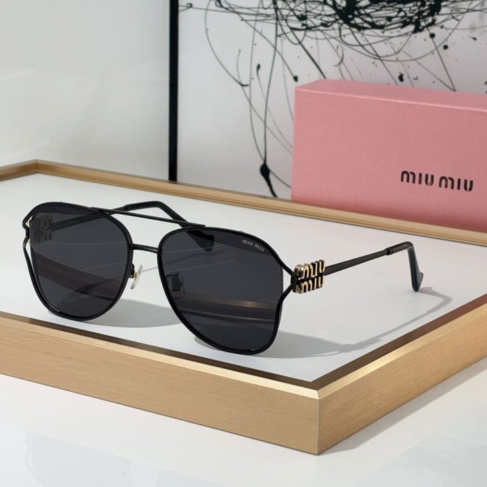 MIU MIU Slim Metal Logo Mirror Legs Sunglasses Top quality (Perfect Replica) - Image 5