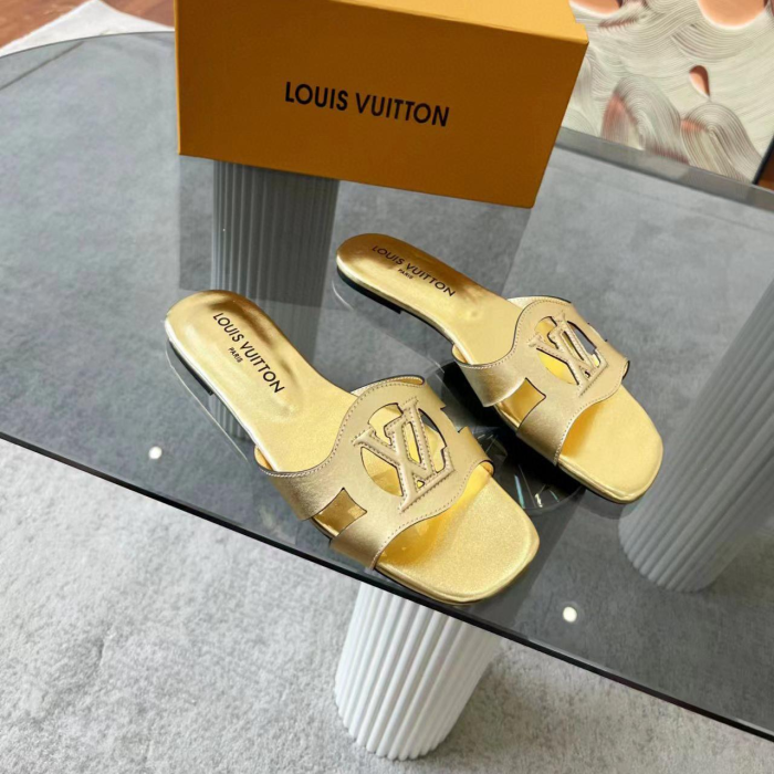 Louis Vuitton LV Lsola Leather Flat Aandals Slide Sandal (Perfect Replica) - Image 10