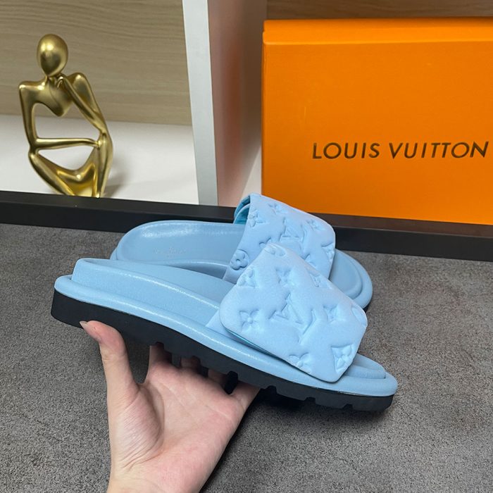 Louis Vuitton LV Pool Pillow Fabric Flat Slide Sandals (Perfect Replica) - Image 8