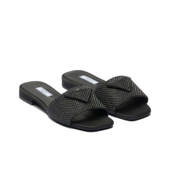 Prada Flat Bottom Band Drill Slide Sandal (Perfect Replica) - Image 2