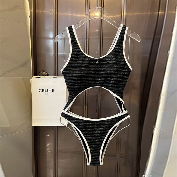 Chanel Baring One-piece Swimsuit Swimwear(Perfect Replica)