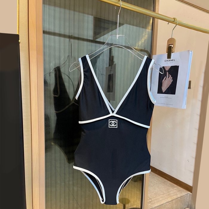 Chanel Logo One-piece Swimsuit Swimwear(Perfect Replica) - Image 2