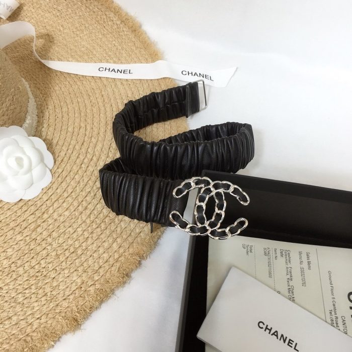 Chanel Belt With Double C Buckle Black Silver-Tone Metal and Strass Women Belt 30MM - Image 2