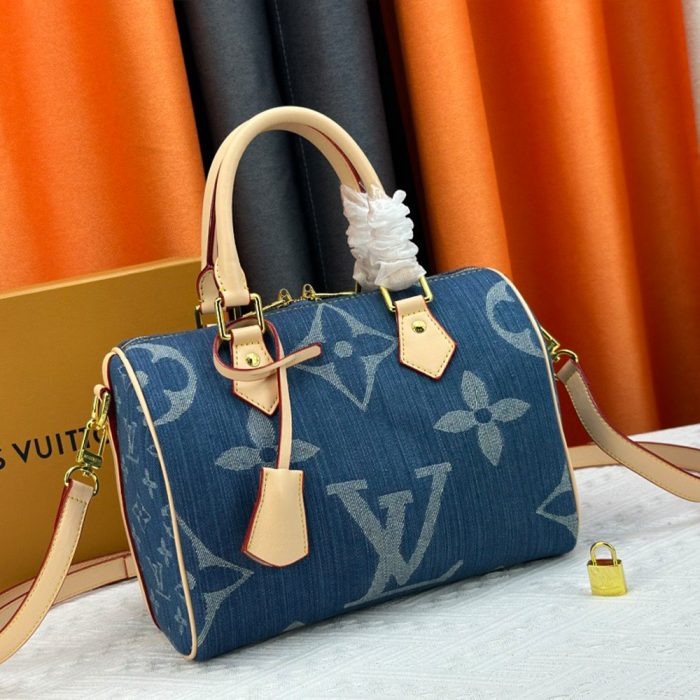 Louis Vuitton Speedy Bandouli 25 Denim Handbag Crossbody Bag (Perfect Replica) - Image 3