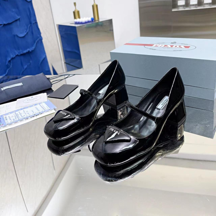 Prada Patent Leather Medium Low 4.5CM Sandals Slide (Perfect Replica) - Image 4