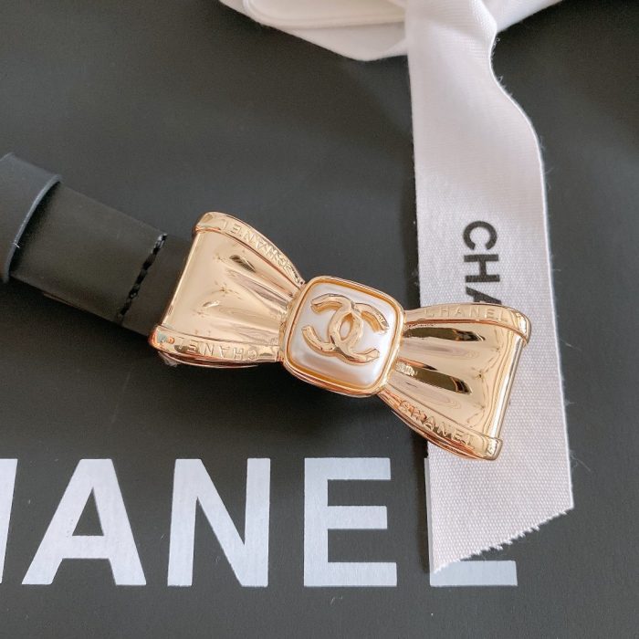 Chanel Belt With Ribbon Buckle Black Women Belt 30MM - Image 4