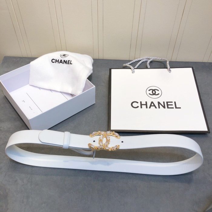 Chanel Belt With Double C Buckle White Women Belt 30MM - Image 4