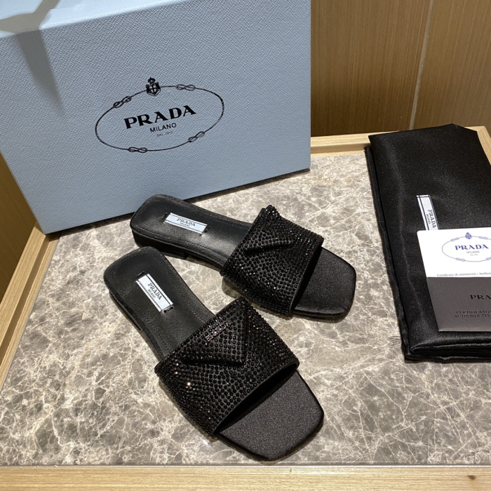 Prada Flat Bottom Band Drill Slide Sandal (Perfect Replica) - Image 4