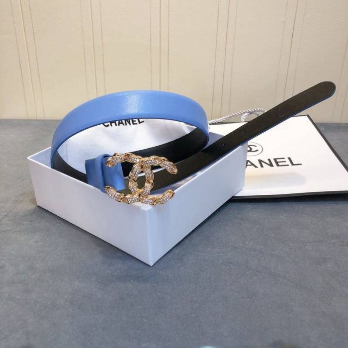 Chanel Belt With Double C Buckle Blue Women Belt 30MM - Image 3