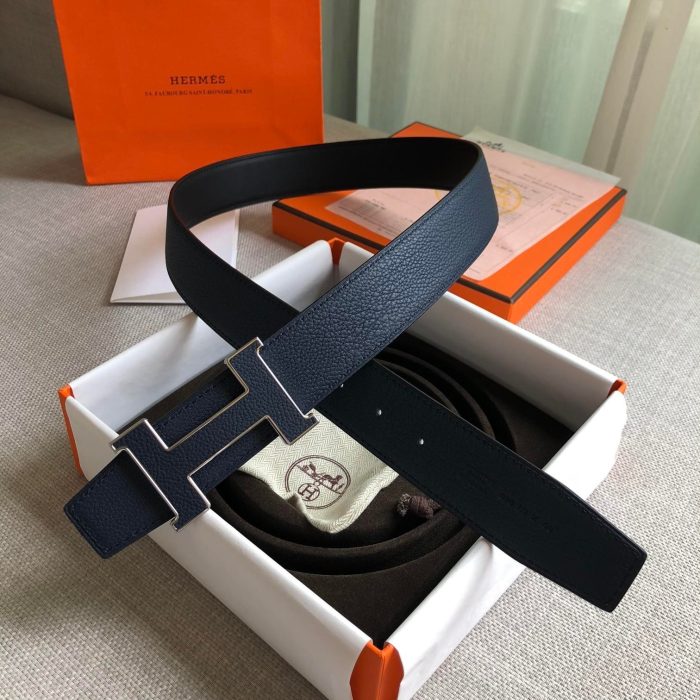 Hermes H Guillochee Belt Buckle & Reversible Strap Black For Women, Women Belt 380MM