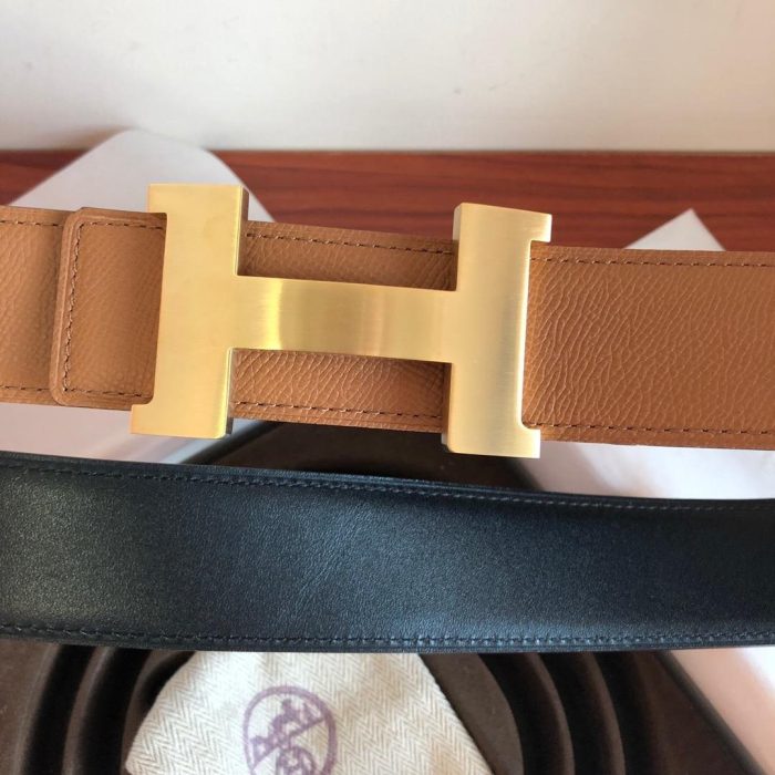 Hermes Mini Constance Guillochee Belt Buckle & Reversible Brown For Women, Women Belt 380MM - Image 5