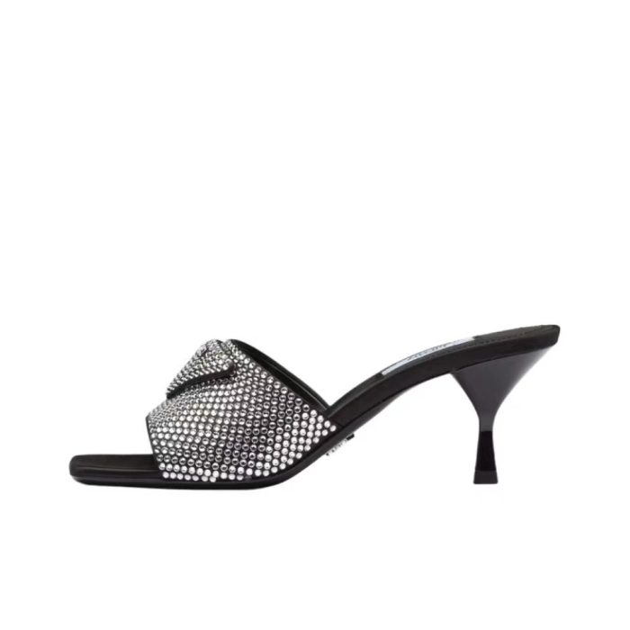 Prada Crystal Silk Slipsole Fashion Flip-flops Sandals Slide (Perfect Replica) - Image 3