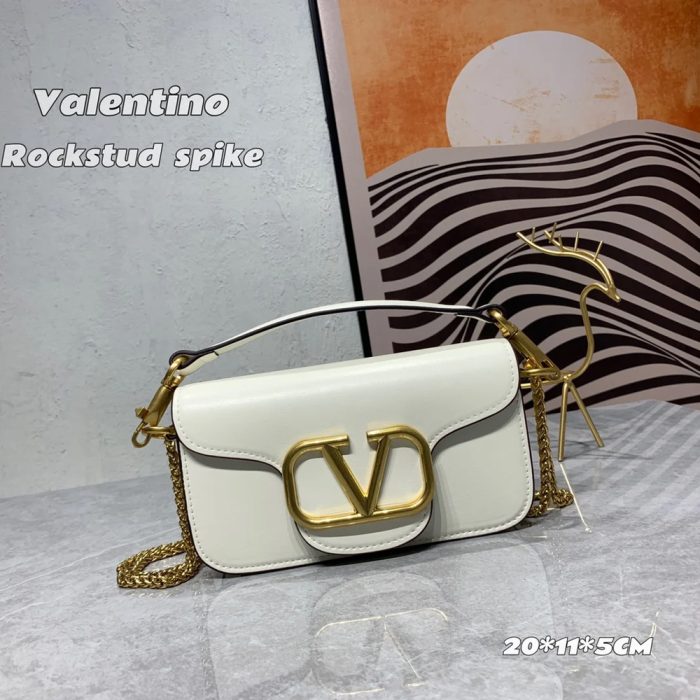 VALENTINO GARAVANI V Logo Baguette Shoulder Bag Ladies MINILOCO Calfskin Bag (Perfect Replica)