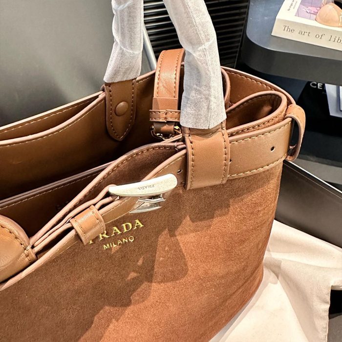 Prada Suede Buckle bag (Replica) - Image 7