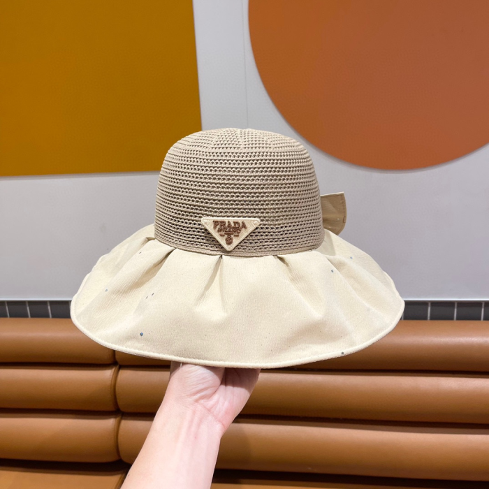 Prada Fisherman's Hat With Mesh Bow Sunhat (Perfect Replica) - Image 4