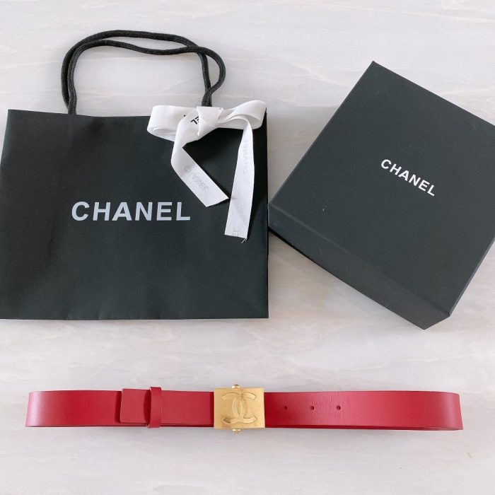 Chanel Belt With Ribbon Buckle Red Women Belt 30MM - Image 7