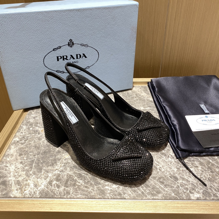 Prada Thick Heel With Drill Slide Sandal (Perfect Replica) - Image 2