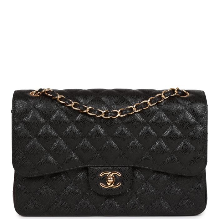 CHANEL Caviar Quilted Jumbo Double Flap Black 30CM(Perfect Replica) - Image 2