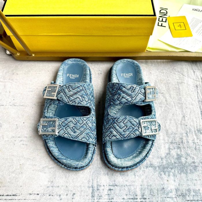 Fendi Fabric One Word Comfortable Slippers Shoes Sandal (Perfect Replica)