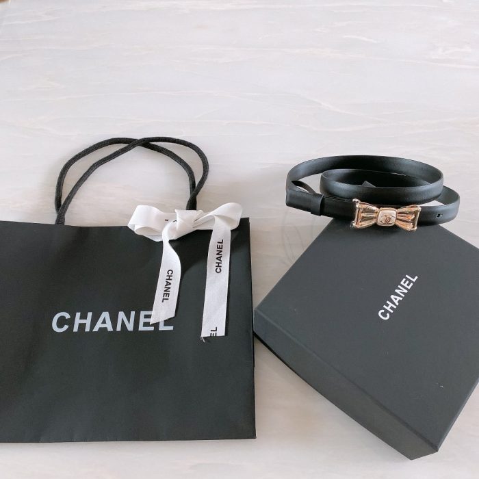 Chanel Belt With Ribbon Buckle Black Women Belt 30MM - Image 5