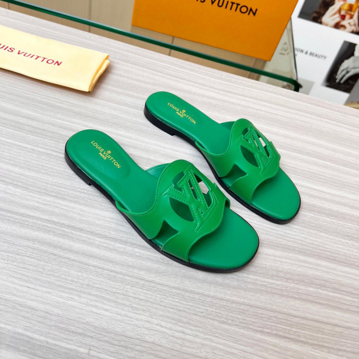 Louis Vuitton LV Lsola Leather Flat Aandals Slide Sandal (Perfect Replica) - Image 6