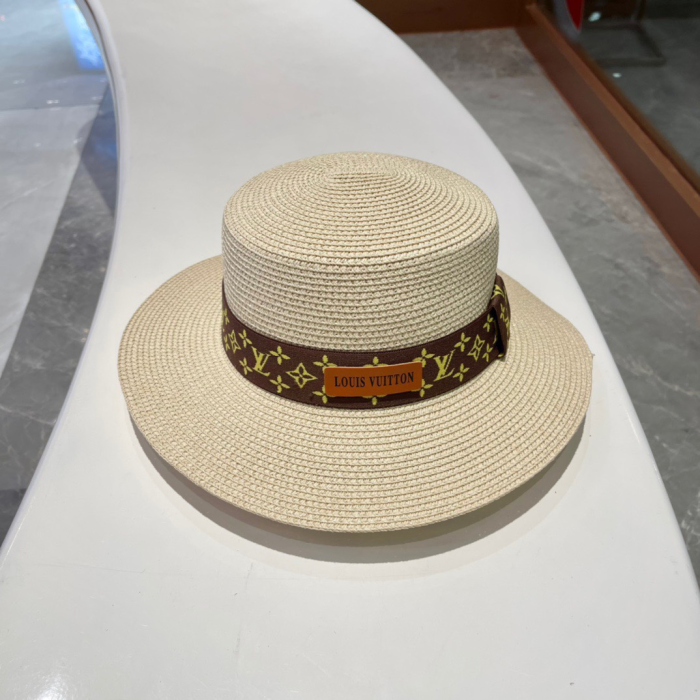 Louis Vuitton LV Flat Straw Beach Hat Sunhat (Perfect Replica)