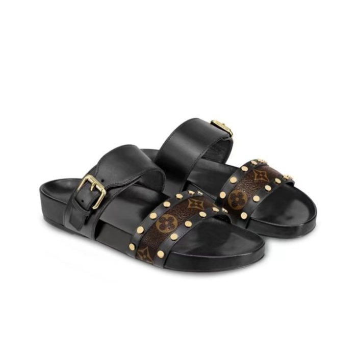 Louis Vuitton LV Bom Dia Leather Slide Sandals (Perfect Replica) - Image 2