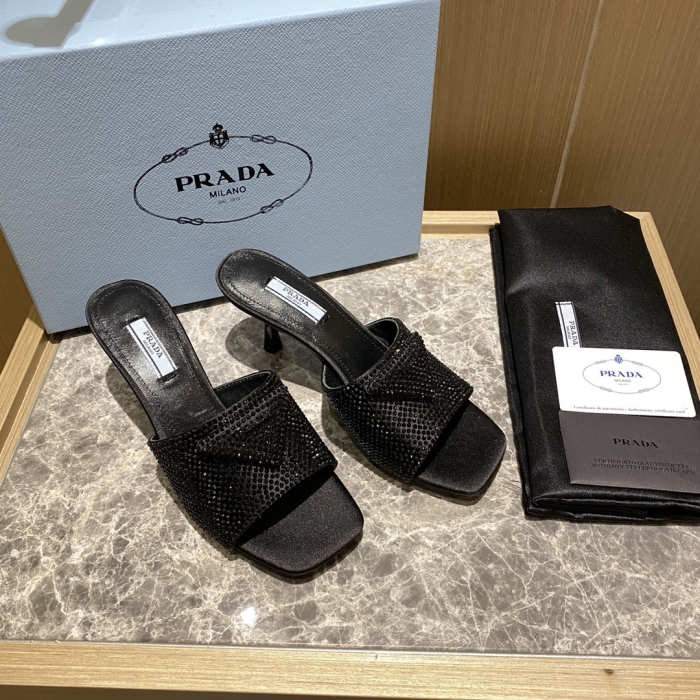 Prada Crystal Silk Slipsole Fashion Flip-flops Sandals Slide (Perfect Replica) - Image 4