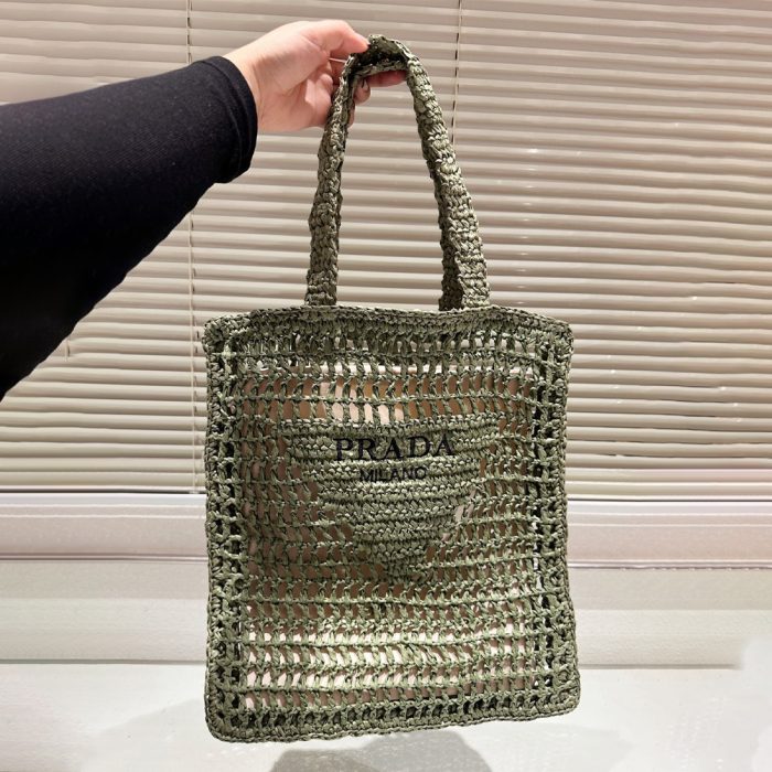 Prada Grass Woven Shoulder Bag Handbag(Perfect Replica) - Image 9