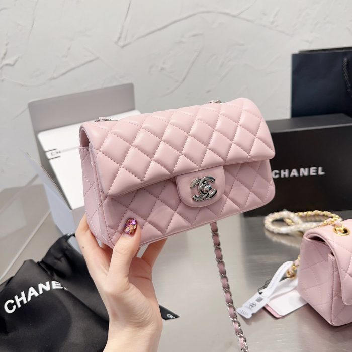 Chanel Classic Pink Flag Bag Small 20cm- (Perfect Replica) - Image 3