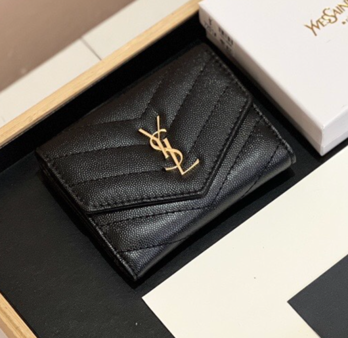 Saint Laurent YSL Classic Button Card Holder & Coin Wallet (Perfect Replica)