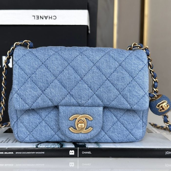 Chanel Classic Flag Bag Quilted Denim 20CM(Perfect Replica) - Image 2