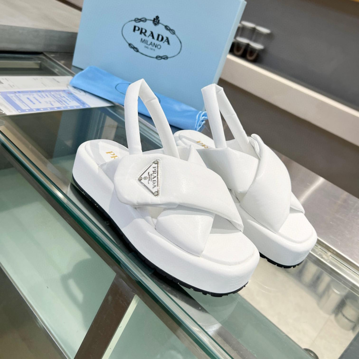 Prada Leather Peep-toe Beach Sandals Slide (Perfect Replica)