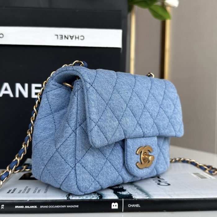 Chanel Classic Flag Bag Quilted Denim 20CM(Perfect Replica) - Image 3