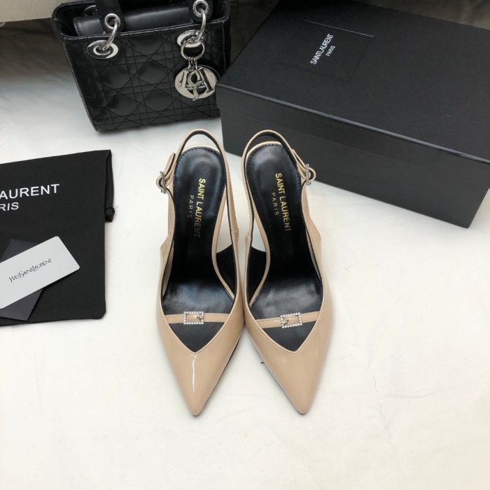 Saint Laurent YSL Patent Leather Buckle High Heel 10.5CM Slide Sandal (Perfect Replica)