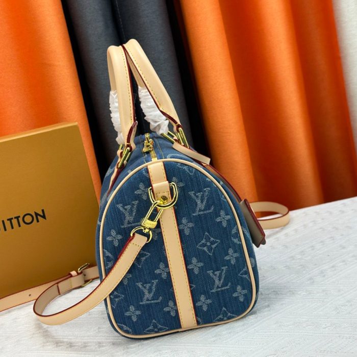 Louis Vuitton Speedy Bandouli 25 Denim Handbag Crossbody Bag (Perfect Replica) - Image 4