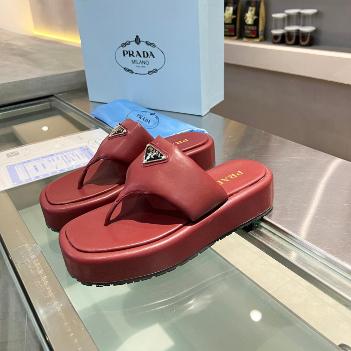 Prada Soft-Soled Leather Flip-Flops Slide Sandal (Perfect Replica) - Image 6